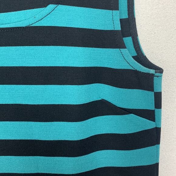 st John womens small p knit wool tank top sleeveless black blue stripe casual - Picture 3 of 8